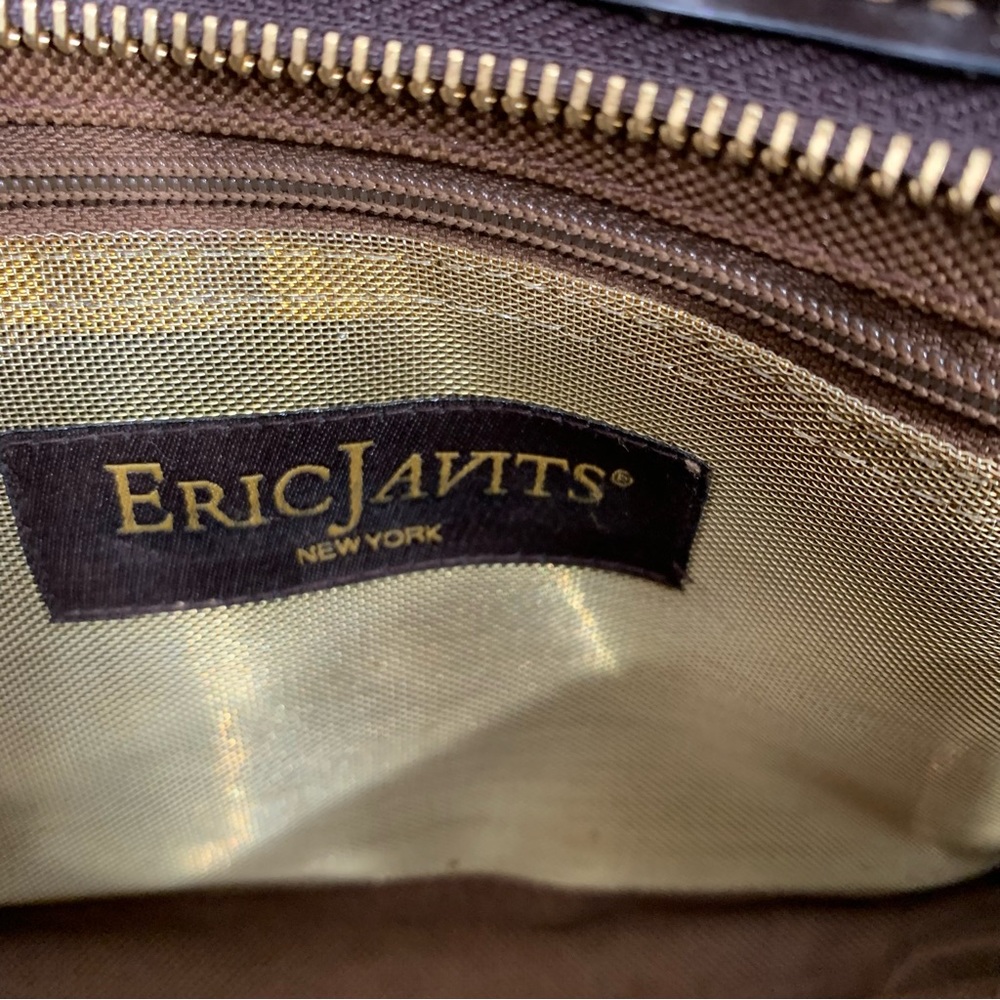 Vintage Eric Javits New York Woven Jute Shoulder Bag with Leather Trim - Picture 5 of 9